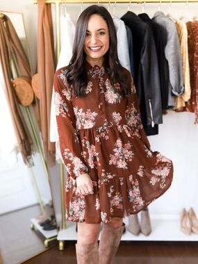 American Eagle Long Sleeve Floral Mini Dress